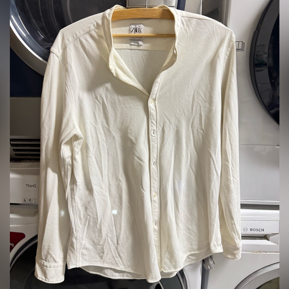 Zara White Casual Button Down Shirt